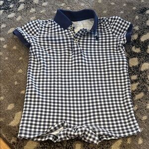 Polo Ralph Lauren Blue Checkered Collared Kids Romper